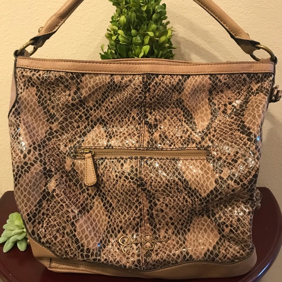 Jessica Simpson Tan Black Snake Studded Hobo Purse - Picture 2 of 8